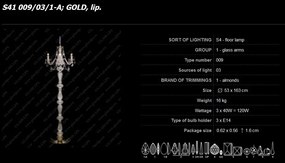 Lampadar 3 brate cristal Bohemia S41 009/03/1-A