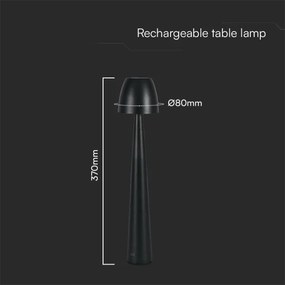 Lampă LED tactilă reîncărcabilă dimabilă de masă LED/3W/5V 3000-6000K negru