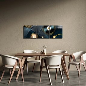 Tablou - Cercuri aurii (cu ceas) (90x30 cm)