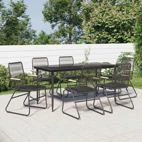 3156577 vidaXL Set mobilier de grădină, 7 piese, negru, ratan PVC