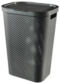 Cos rufe, 2 manere, capac, plastic, antracit, 60 L, 44x35x60 cm, Infinity Recycled, Curver