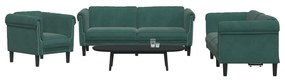 3209211 vidaXL Set de canapele, 3 piese, verde închis, catifea