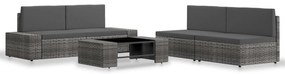 vidaXL Set mobilier de grădină, 5 piese, gri, poliratan