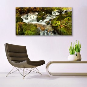 Tablou pe panza canvas Cascada Rocks Natura Alb Verde