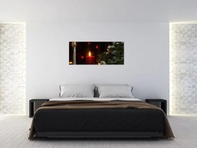 Tablou - Lumânare strălucitoare de Crăciun (120x50 cm)