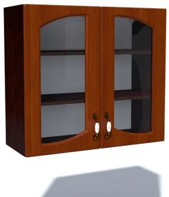 Corp superior vitrina 80 cu 2 usi Zebra MDF frunza cedru