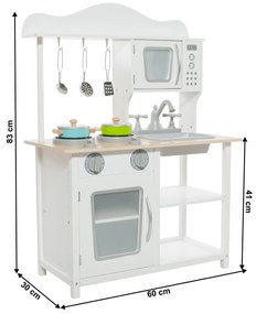 Bucătărie pentru copii din lemn, alb/ natural, EMIEL