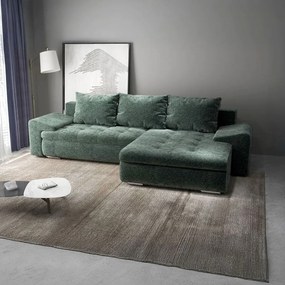 Colțar extensibil dumonde cu ladă de depozitare si sezut confortabil din spuma high-density, Leonardo Euphoria Verde 260x185 cm II