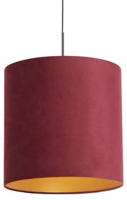 Lampă suspendată cu nuanță de velur roșu cu auriu 40 cm - Combi
