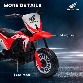 HOMCOM Motocicletă Electrică pentru Copii 6V Honda CRF450RL Licențiată Roșu 3 Roți 18-36 Luni | Aosom Romania