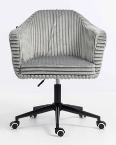 HR832K Scaun Gri Teddy Cord cu Bază Neagră