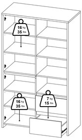 Vitrină albă-în culoare naturală cu aspect de lemn de stejar 100x170x48 cm Next – Tvilum