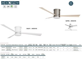 Ventilator de tavan cu telecomanda si iluminat SILKY alb