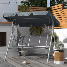 Outsunny Leagăn de grădină 3 locuri cu acoperiș parasolar reglabil și detașabil, șezut respirabil din poliester, capacitate 240 kg, 171x108x154 cm, gri închis | Aosom Romania