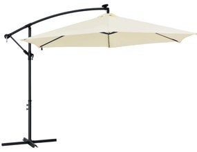 Umbrelã "Brazilia" 3 m cu iluminare LED crem, cu deschidere si suport gri