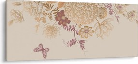 Tablou - Vintage, flori și fluturi (120x50 cm)