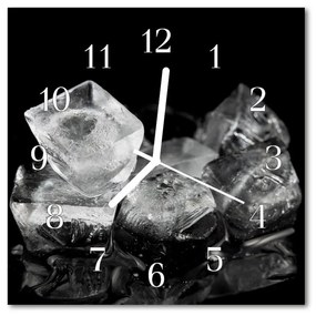 Ceas de perete din sticla pătrat Cuburile de gheață Bucătărie Black &amp; White