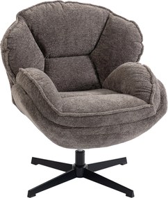 HOMCOM Fotoliu wingback modern, fotoliu cu braţe din catifea cu bază în patru braţe, arcuri în S, funcţie de rotaţie 360°, gri | Aosom Romania