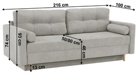 Canapea extensibilă, gri textil Queens, AURELIA