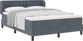 vidaXL Pat cu arcuri cu saltea Gri închis 140 x 200 cm Catifea