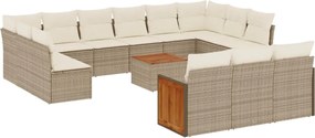 vidaXL Set canapele de grădină, 14 piese, cu perne, bej, poliratan
