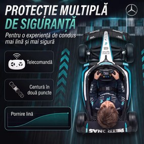 AIYAPLAY Mașină Electrică Pentru Copii Mercedes-AMG PETRONAS F1, 12V, Telecomandă, PP, Plastic, 123x66x39 cm, Negru | Aosom Romania