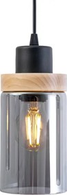Lustră suspendată pe cablu WOODNEST 3xE27/15W/230V pin/negru fumuriu