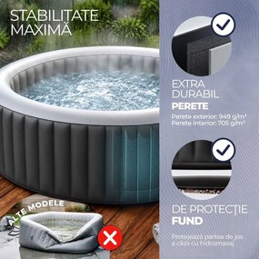 Cadă cu hidromasaj gonflabilă OASIS pentru 6 persoane, rotundă, neagră Casaria