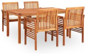 278897 vidaXL Set mobilier de exterior cu perne 5 piese lemn masiv de acacia