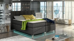 Pat tapitat boxspring, cu spatiu pentru depozitare, echipat cu LED, 160X200 cm, Basilio 1, Eltap (Culoare: Alb)