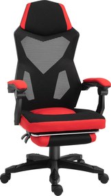 Vinsetto Scaun de Birou Ergonomic și Reclinabil cu Suport pentru Picioare Negru și Roșu | Aosom Romania