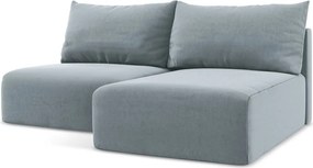 Colțar albastru extensibil/cu spațiu de depozitare cu tapițerie din catifea (cu colț pe partea dreaptă/cu șezlong) Kalena – Makamii