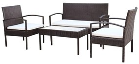 42672 vidaXL Set mobilier de grădină cu perne, 4 piese, maro, poliratan