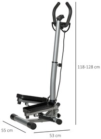 Stepper ghidon reglabil, cu 2 pistoane hidraulice,  Monitor LCD, manere moi 55x53x118-128cm, negru HOMCOM | Aosom Romania