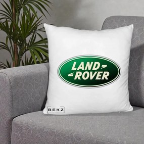 Perna Personalizata cu emblema Land Rover, 40x40 cm, Alb Pufos, Husa Detasabila, Perna Inclusa, BEKZ®