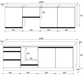 Bucătărie MARINA 240 cm, stejar craft