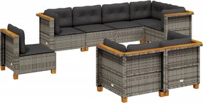 vidaXL Set canapele de grădină cu perne, 8 piese, gri, poliratan