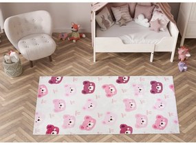 Covor pentru copii roz-fildeș lavabil 60x100 cm Cute Teddies Pink – Vitaus