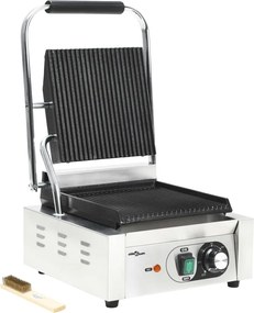 vidaXL Grill Panini cu striații, 31x30,5x20 cm, inox, 1800 W