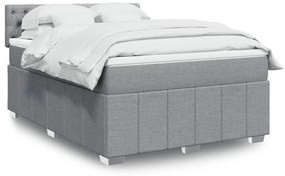 vidaXL Pat box spring cu saltea, gri deschis, 140x190 cm, textil