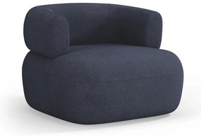 Fotoliu albastru închis cu tapițerie din stofă bouclé Jenny – Micadoni Home