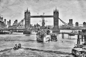 Tablou alb-negru London bridge - 100x60cm