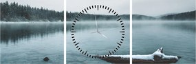 Tablou - lacul nordic înghețat (cu ceas) (90x30 cm)