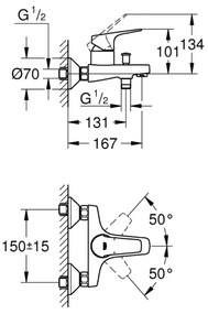 GROHE 23772000 - Baterie pentru cadă START FLOW, 150 mm, crom lucios