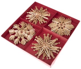 Set ornamente de Crăciun Fulgi, din paie, 12 buc.