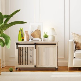 PawHut Cușcă pe roți, ușă culisantă, 100 x 56 x 65 cm, lemn, oțel | Aosom Romania