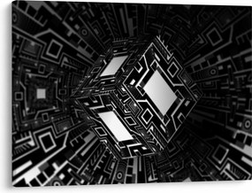 Tablou cu un cub abstract (70x50 cm)