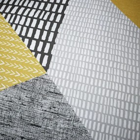 Lenjerie de pat galbenă/gri pentru pat de o persoană 135x200 cm Larsson Geo – Catherine Lansfield