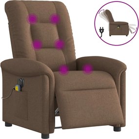 vidaXL Fotoliu electric de masaj rabatabil, maro, textil