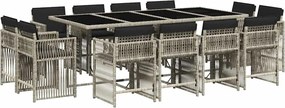 vidaXL Set mobilier de grădină cu perne 13 piese gri deschis poliratan